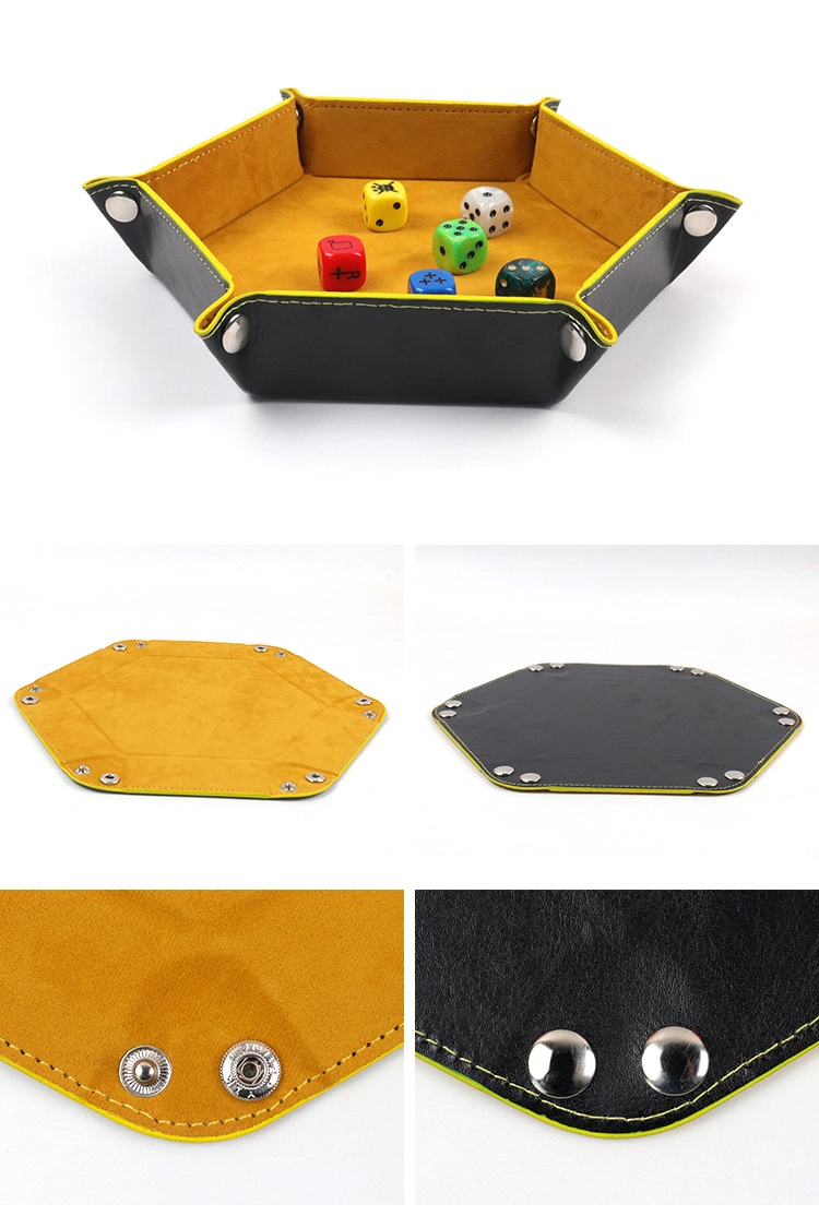 PU Leather Decorative Custom Dice Shower Tray Folding Coin Key Tray