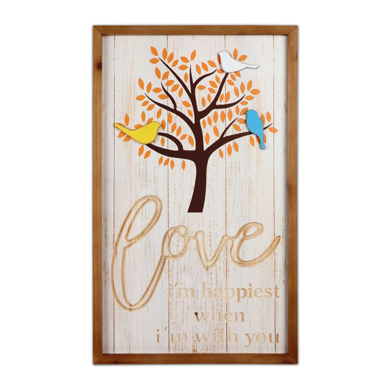 New Arrival Exclusive Design Home Decoration Wall Framed Graphics Framed Art with Tree and Birds MDF Wall Hanging