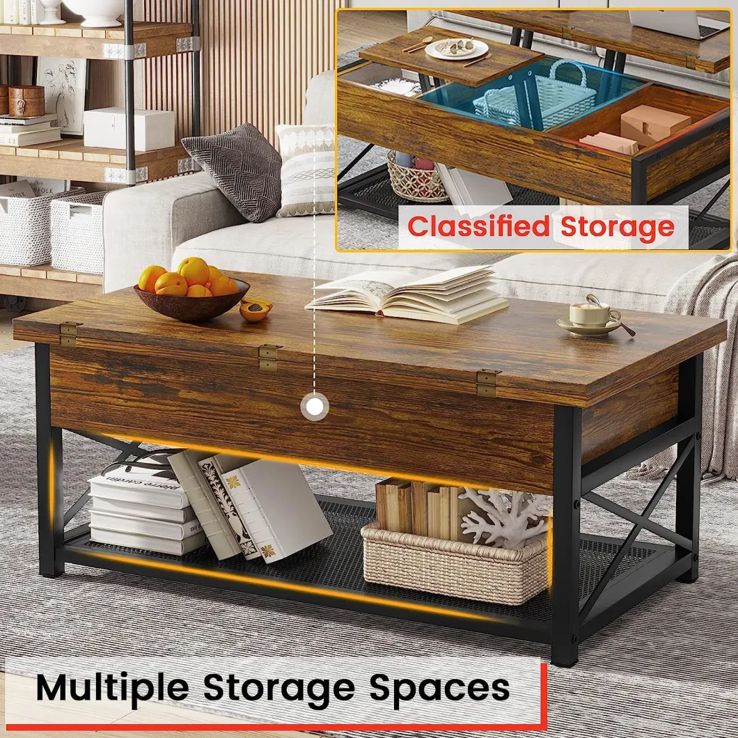 3 in 1 Multi-Function Lift Top Coffee Table with Storage for Living Room Small Coffee Table for Dining Reception