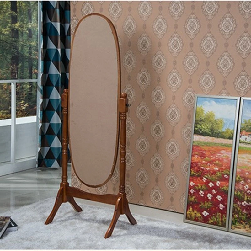 High-End Retro Mirror Floor Full-Length Mirror Solid Wood Mirror Vanity Mirror