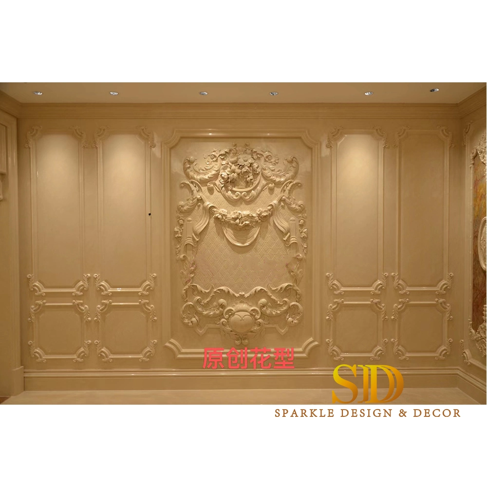 Luxury Villa Palace Interior Wall Decoration Beige Marble Carving Panels Stone Carving Wall Art Panels for Sale