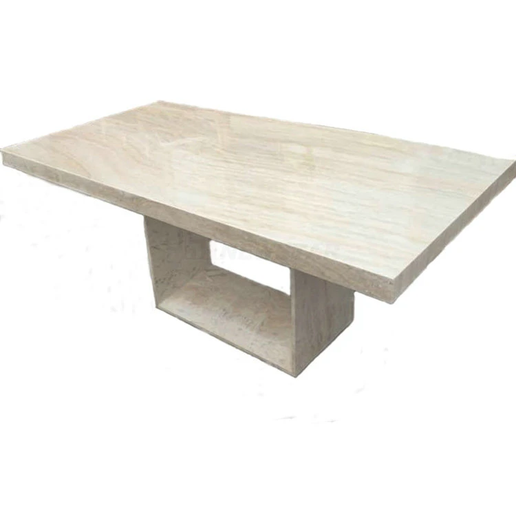 Home Modern Furniture Natural Stone Plinth/ Pedestal Top Black and White Marble/Onyx/Travertine Table Top Coffee/Side Dining Table /with Metal Stainless Base