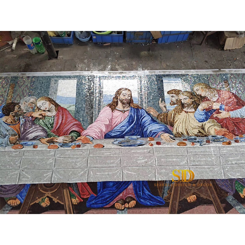 Hand Made Customized Religious Glass Mosaic Murals Last Supper for Church