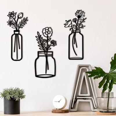 Arte decorativo de pared colgante de flor de hierro forjado moderno